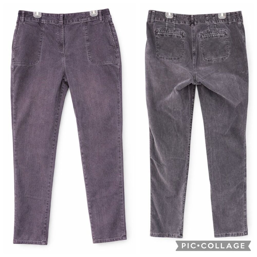 J.Jill Gray Corduroy Stretch Utility Pants Women Sz12 Contemporary Straight Leg